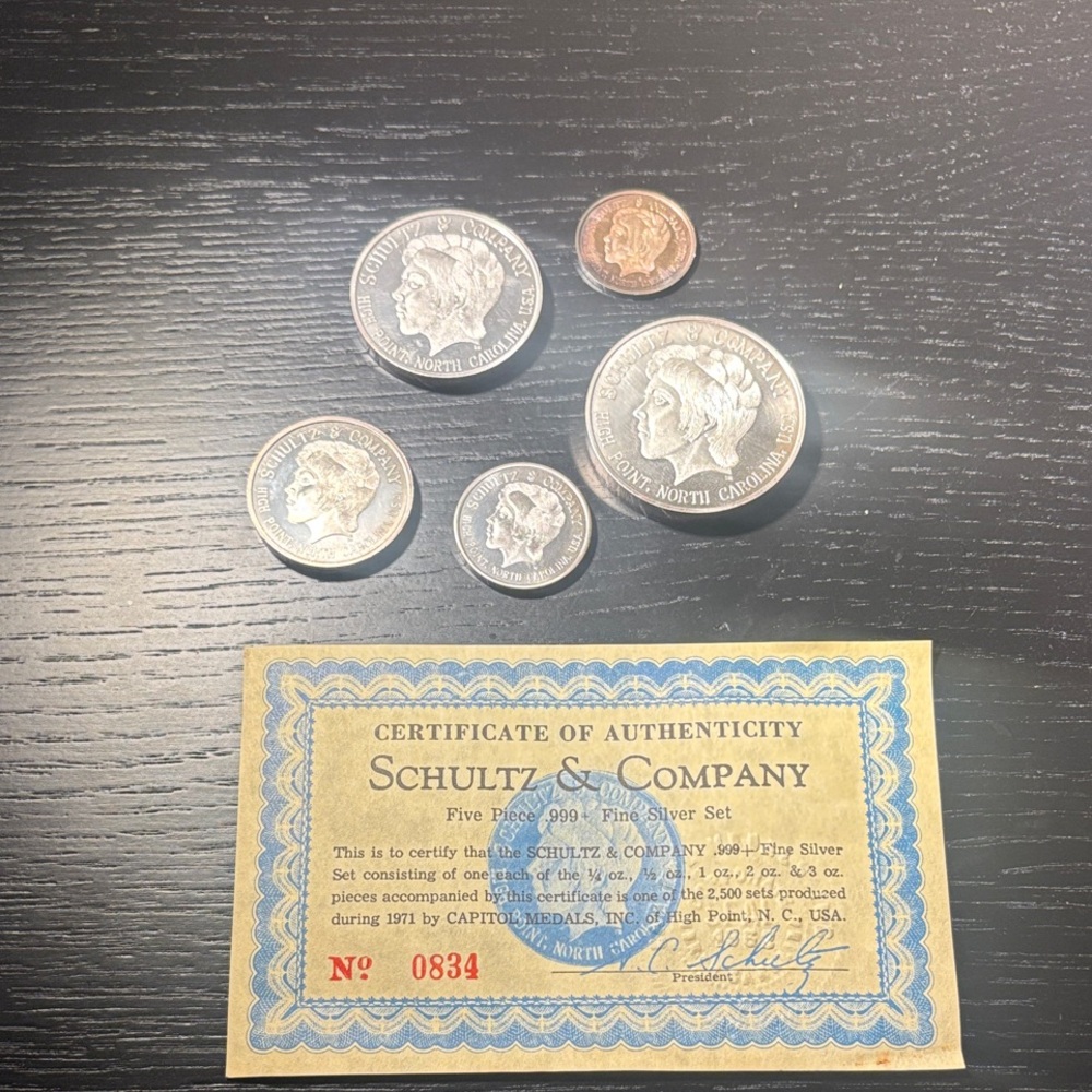 Schultz & Company Silver Coin Set with Certificate